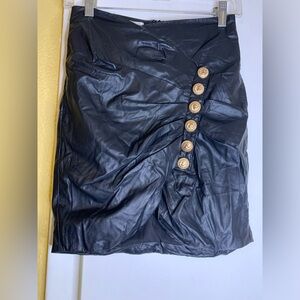 Black Button-Detail Midi Skirt